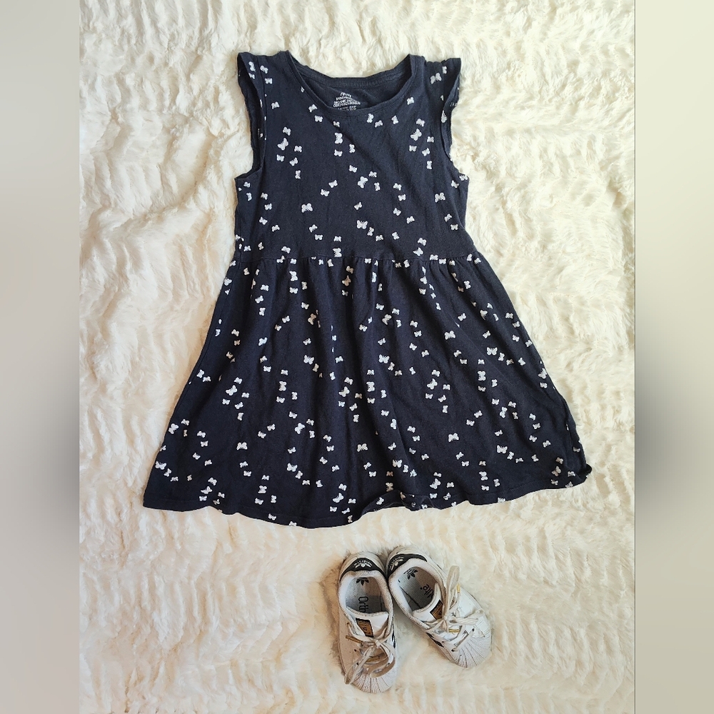 H&M Charming Navy Blue Kids Shirt with White Bow Pattern